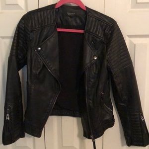 TOPSHOP Nelly Faux Leather Biker Jacket
